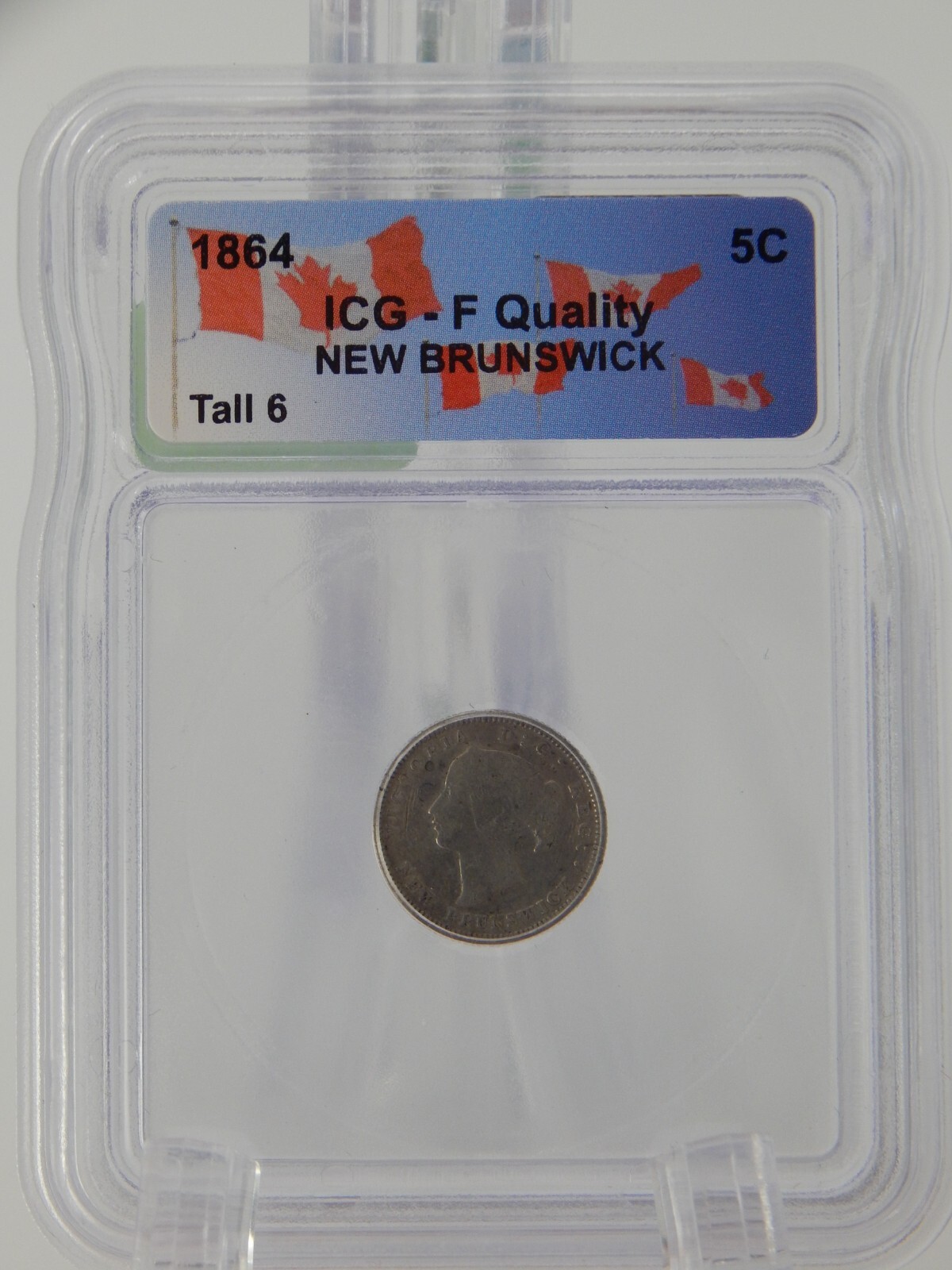 1864 Canada 5 Cent Piece Coin - Nickel - ICG Graded F QUALITY (BT792)