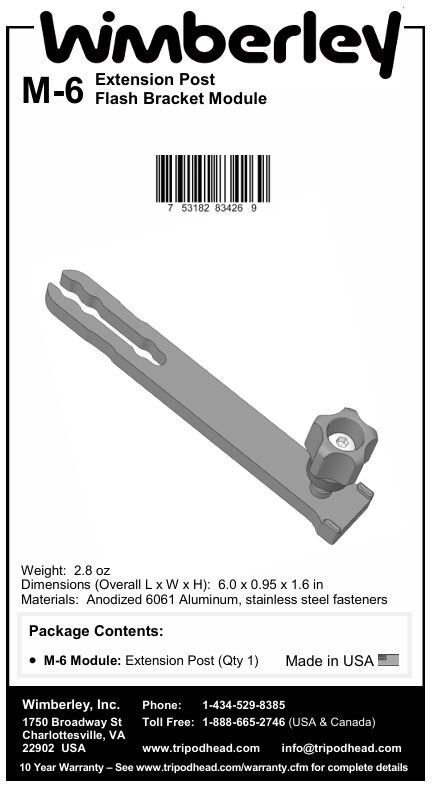 New Wimberley M-6 Extension Post Flash Bracket Module (Blemished)