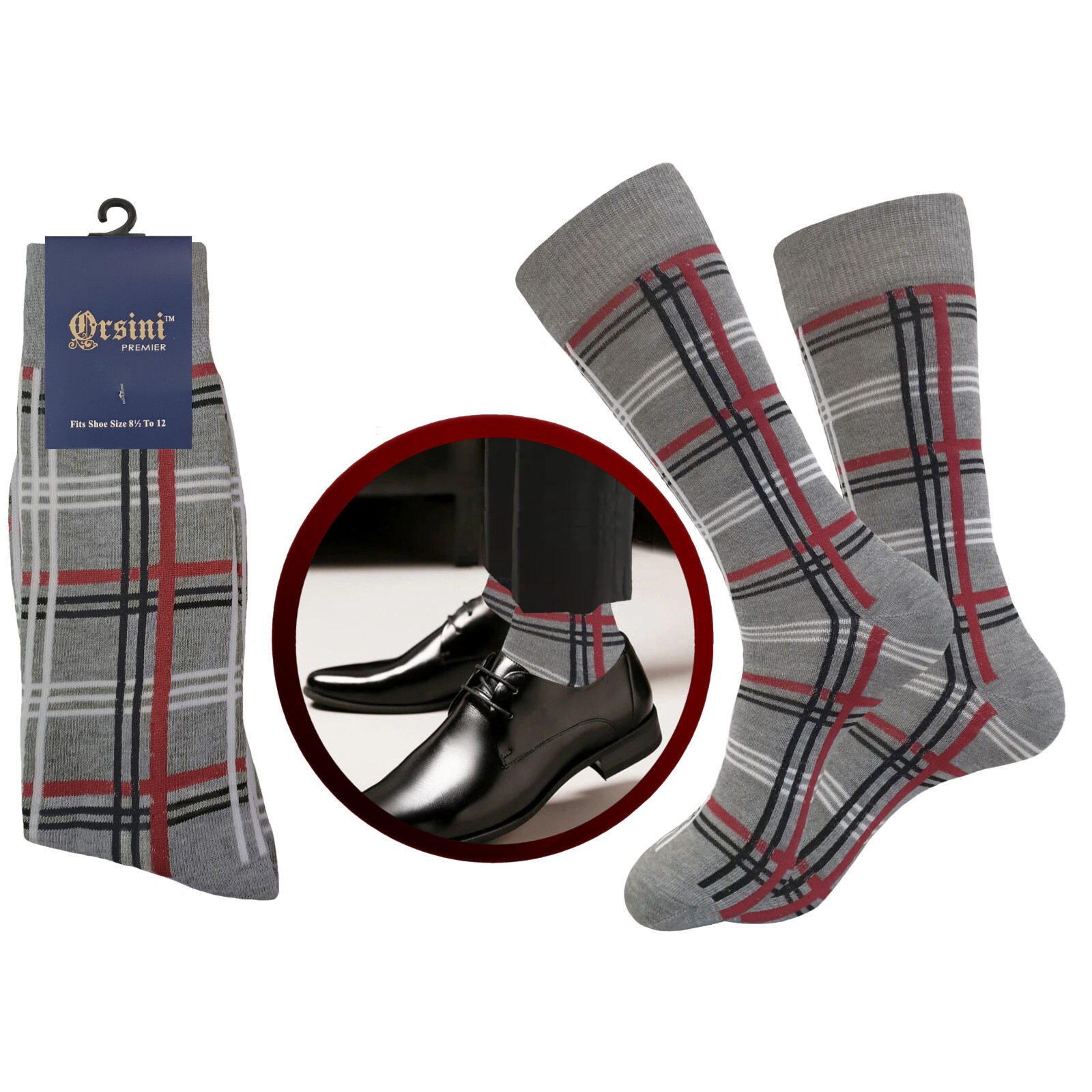 12 Pair Dress Socks PLAID Stripes COTTON SOCKS TRUE TO SIZE 10-13 FIRST QUALITY