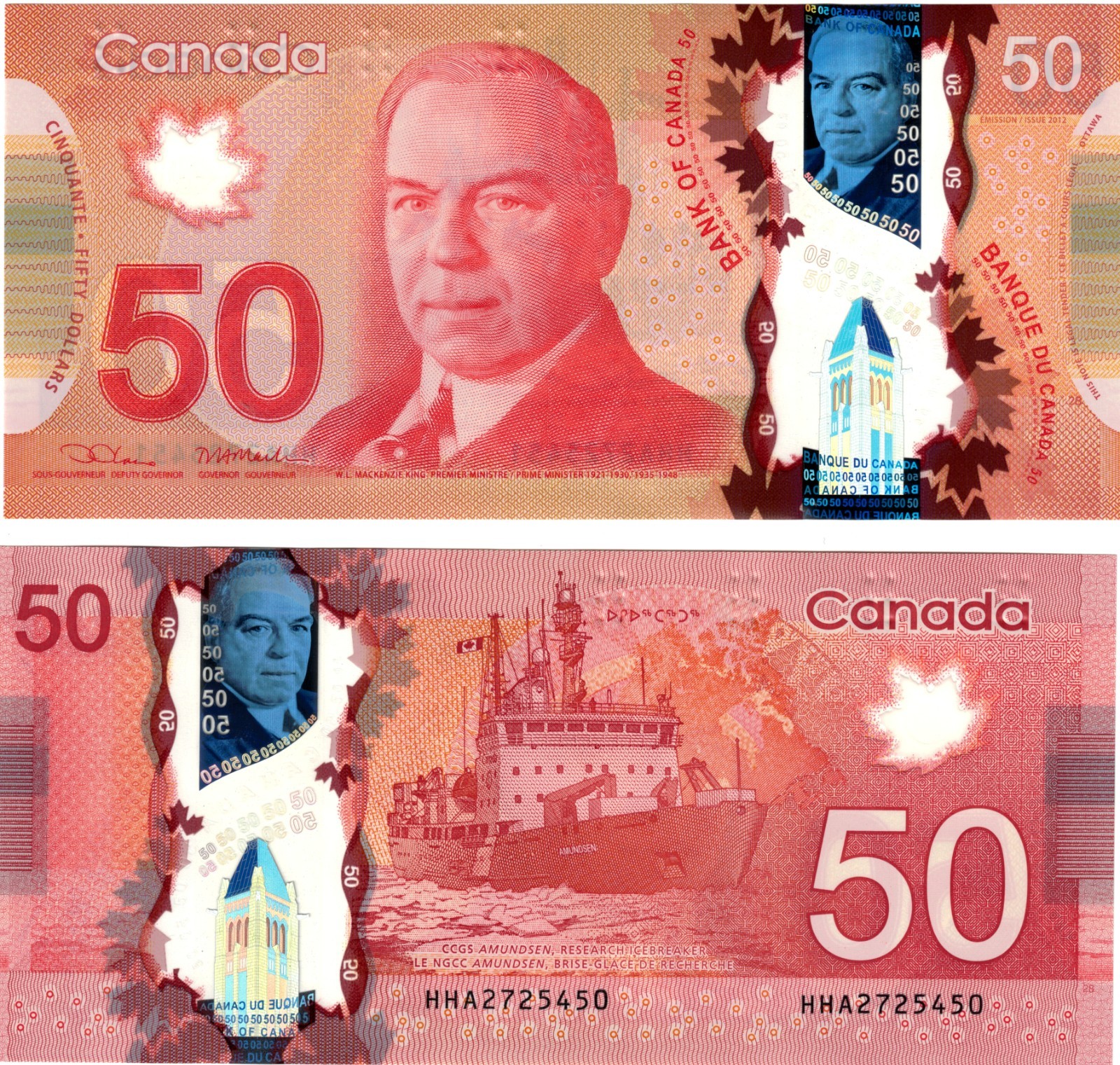 2021 Canada Bank P109 HHA 50 Dollars Lane & Macklem Banknote UNC Polymer