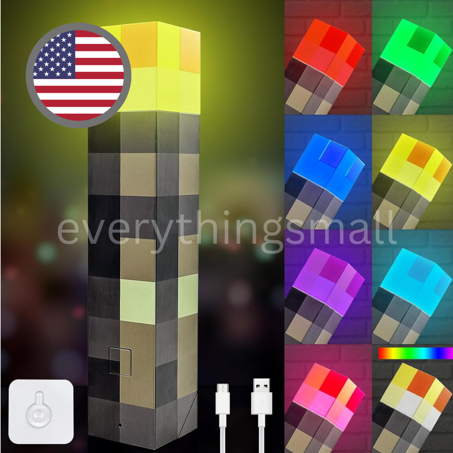 7-Color Minecraft Torch Rechargeable Portable Night LED Light