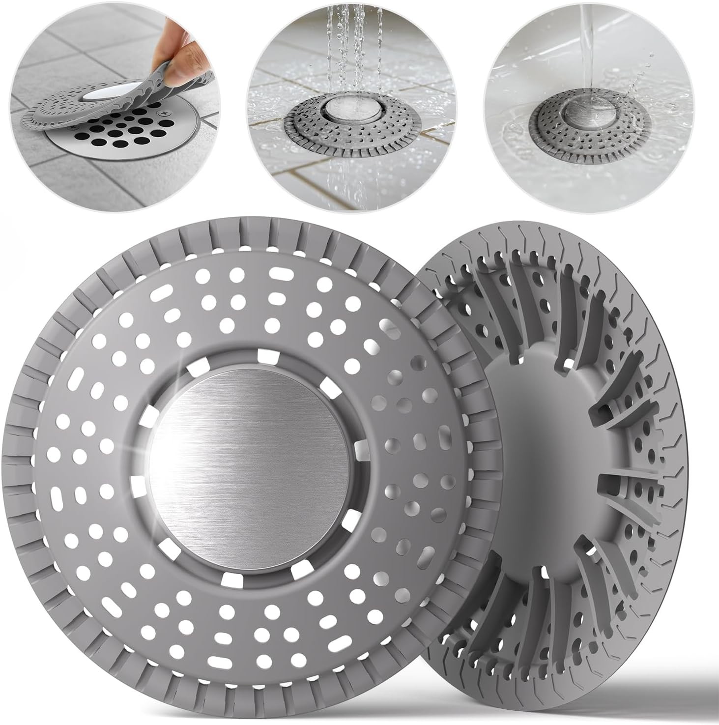 Shower Drain Hair Catcher, Upgraded Premium Silicone Drain Protector &