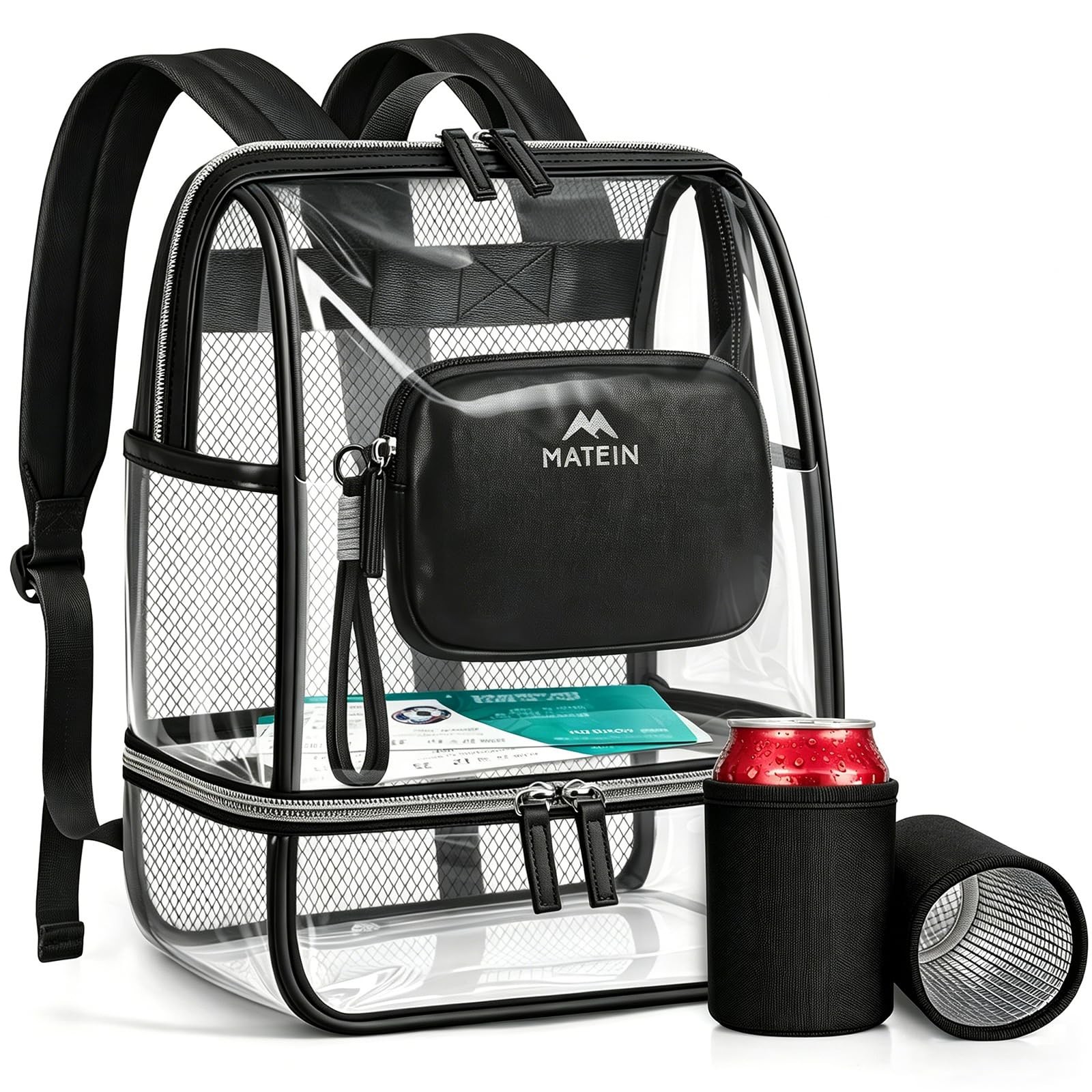 MATEIN CLASSIC TPU Clear Backpack Stadium Approved, Dual-Layer Clear Stadium ...
