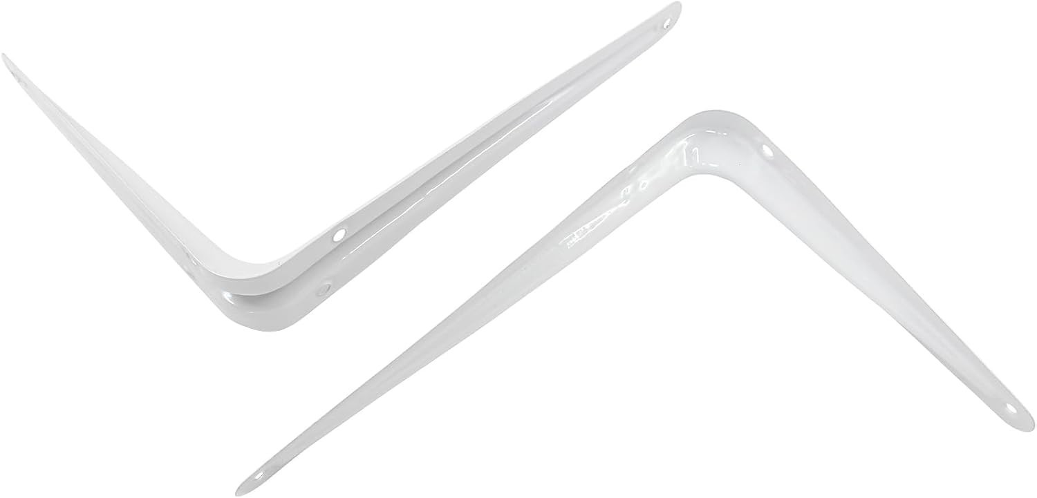 12 Pack White Shelf Brackets 8 Inch Heavy Duty L Bracket Right Angle Bracket ...