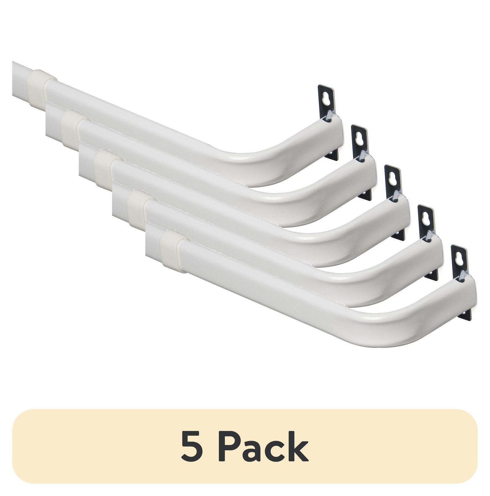 5 pack 2" Metal Wrap Curtain Rod 18-28" White