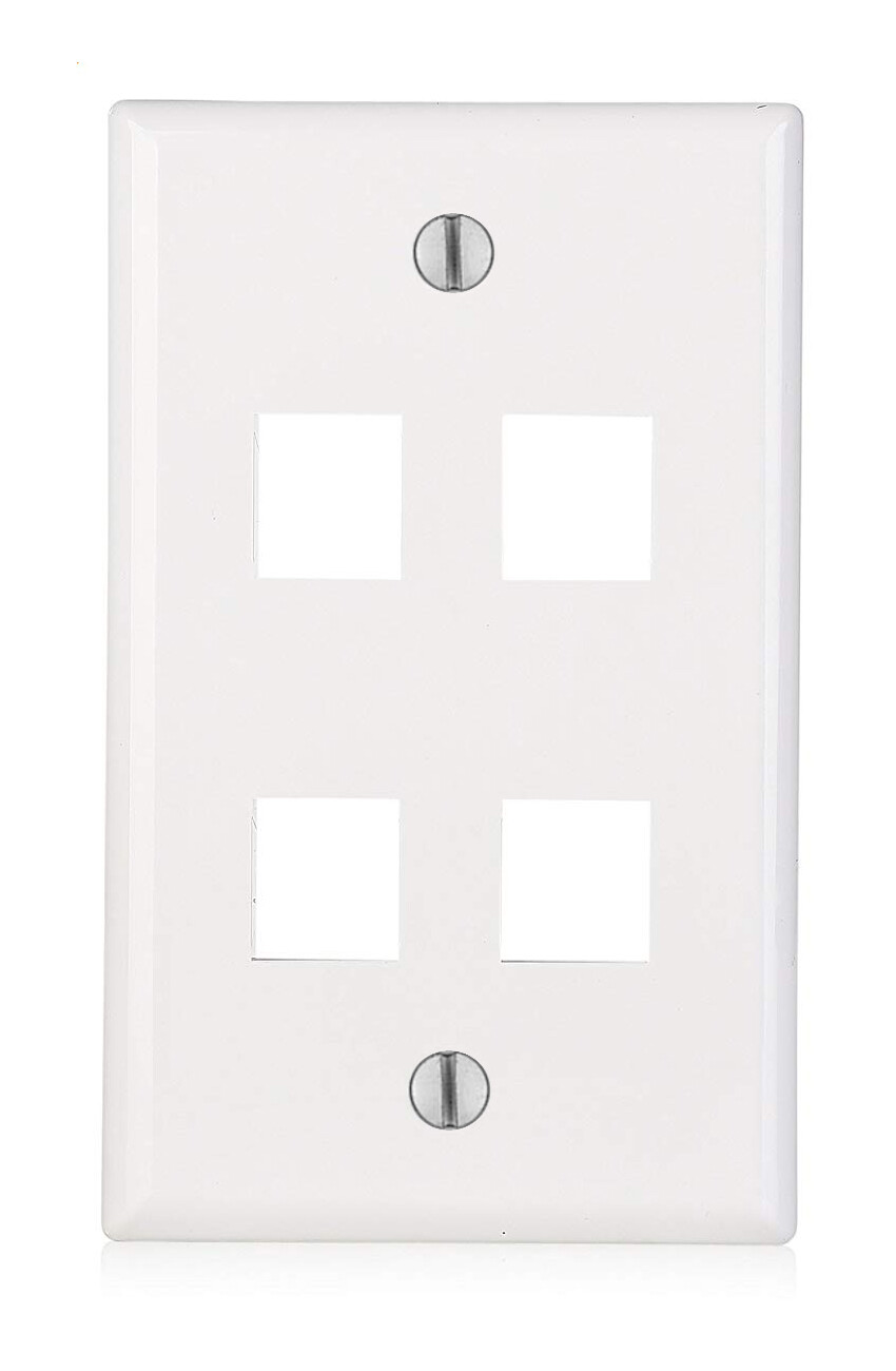 4-Port Plate 10, 20, 50 Lot Keystone Jack RJ45 CAT Network Face Wall Plate