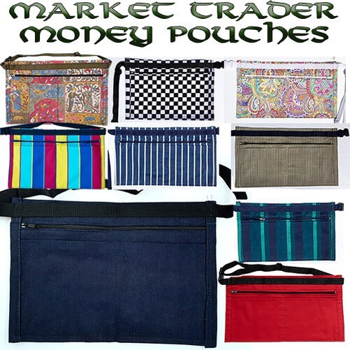 4 pocket Market Stall Trader Money Belt Pouch Adjustable Strap Denim