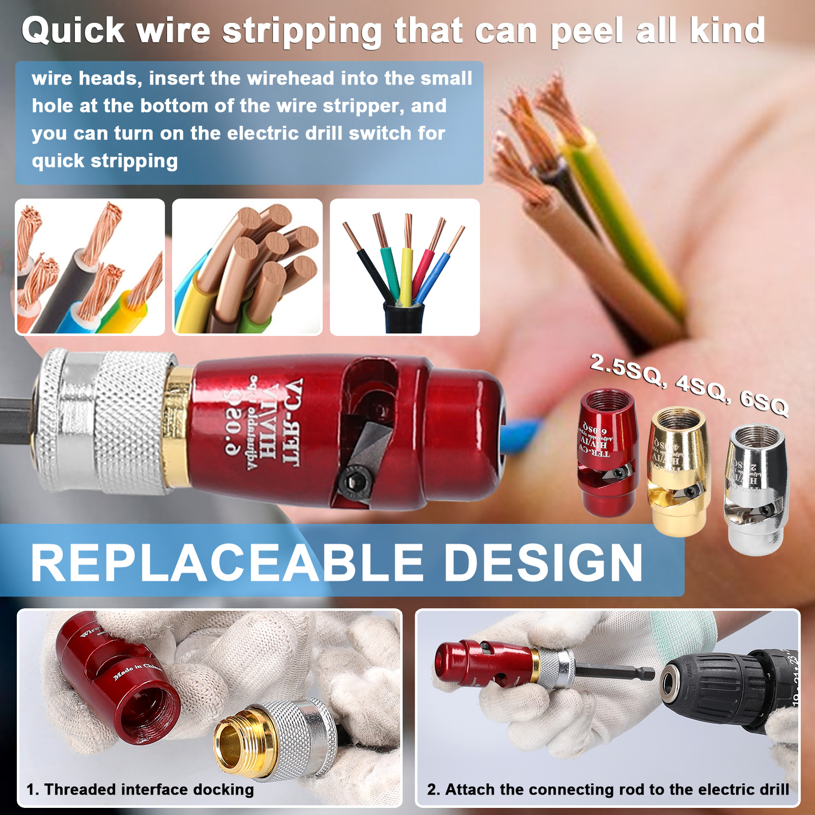 Alloy Electric Wire Stripper Cable Peeling Stripper Practical W1R8