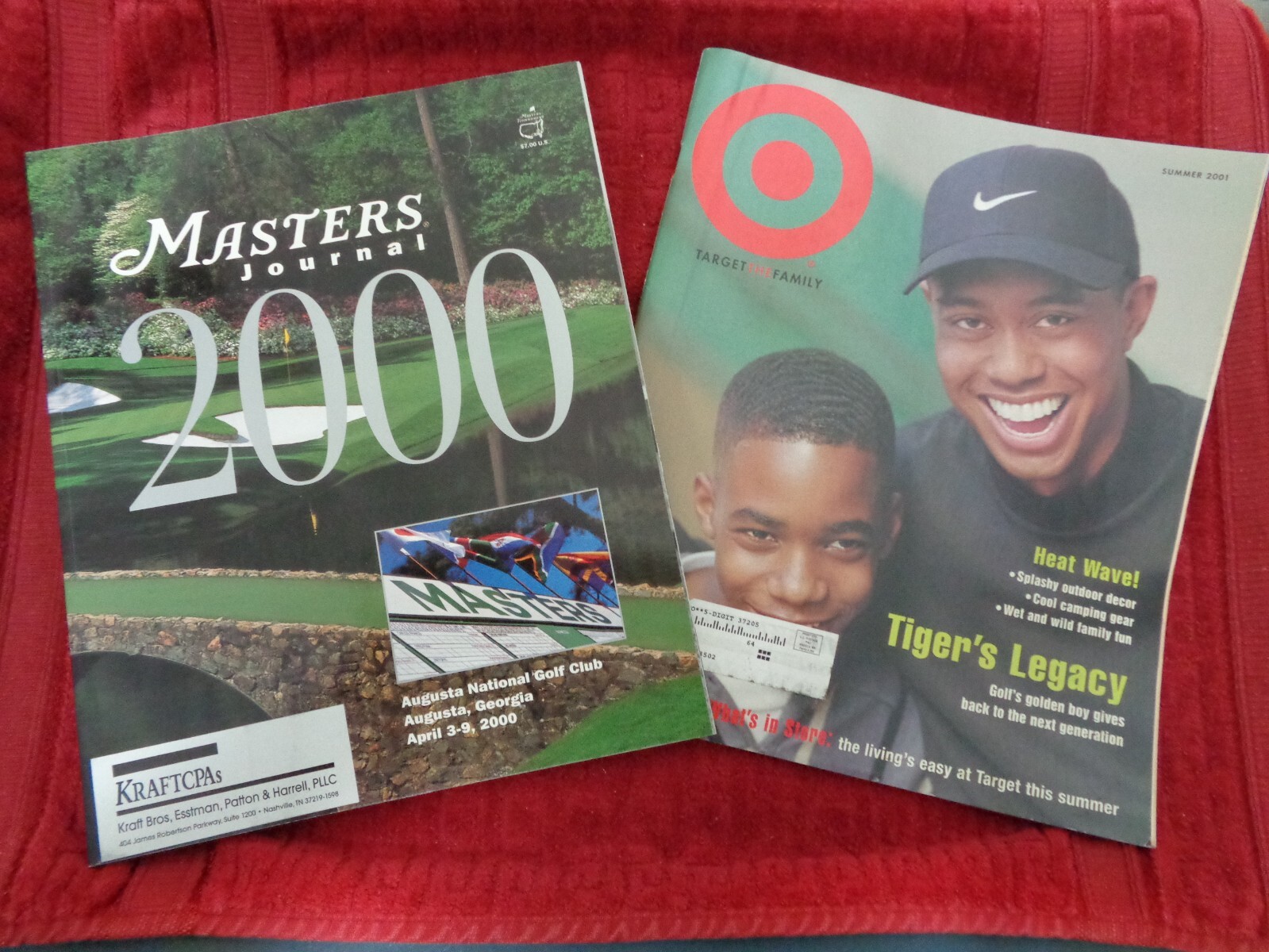 GOLF PROGRAM - 2000 MASTERS TOURNAMENT + TARGET - (2) BOOKS - TIGER WOODS DEBUT