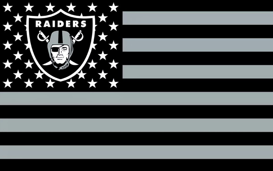 (2) Las Vegas Raiders Stars & Stripes Flag Vinyl Stickers 5x3.5 Oakland Decals