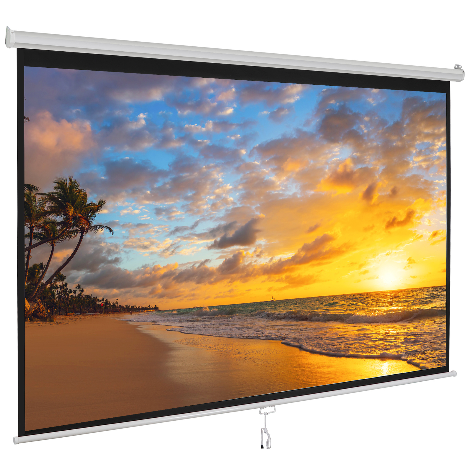 100"Manual Projection Screen Pull Down 16:10 HD Projector 4K Widescreen for Home