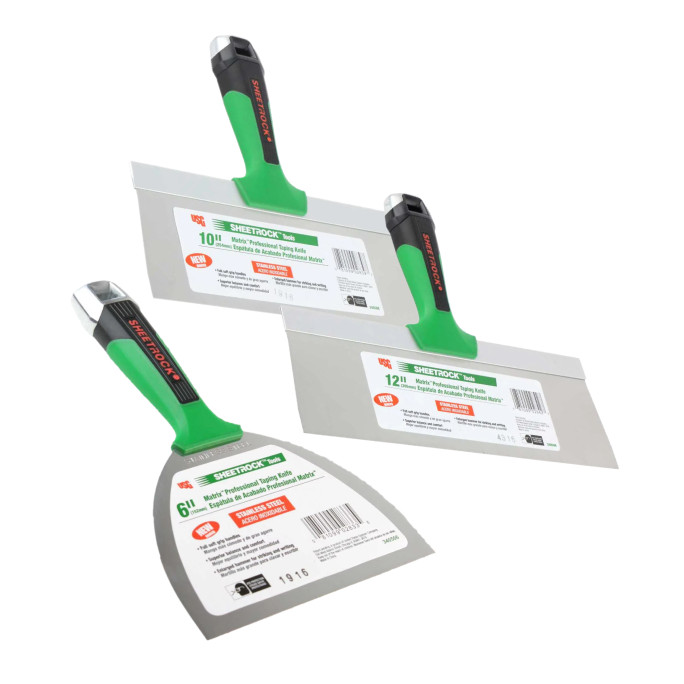 USG Matrix Stainless Steel Drywall Finishing Knife Set 6" 10" 12"