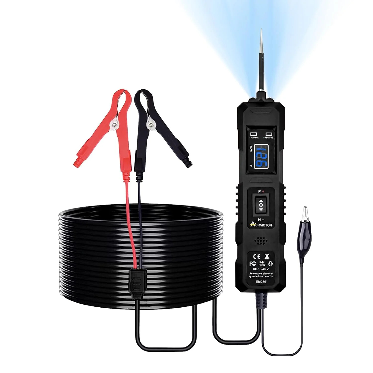 6V-48V DC Car Power Circuit Probe Tester with Dual LED Lights,Electric Circuit T