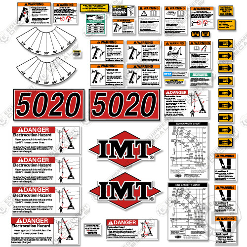 Fits IMT 5020 Decal Kit Boom Truck Full Safety Stickers Logos - 7 YEAR VINYL!