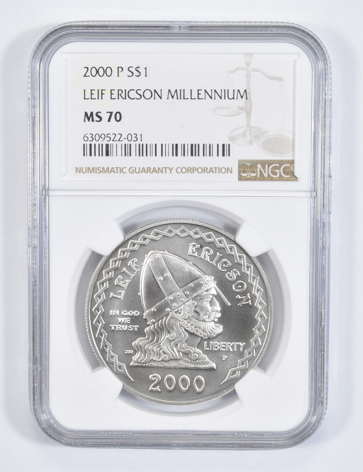 MS70 2000-P Leif Ericson Commemorative Silver Dollar NGC