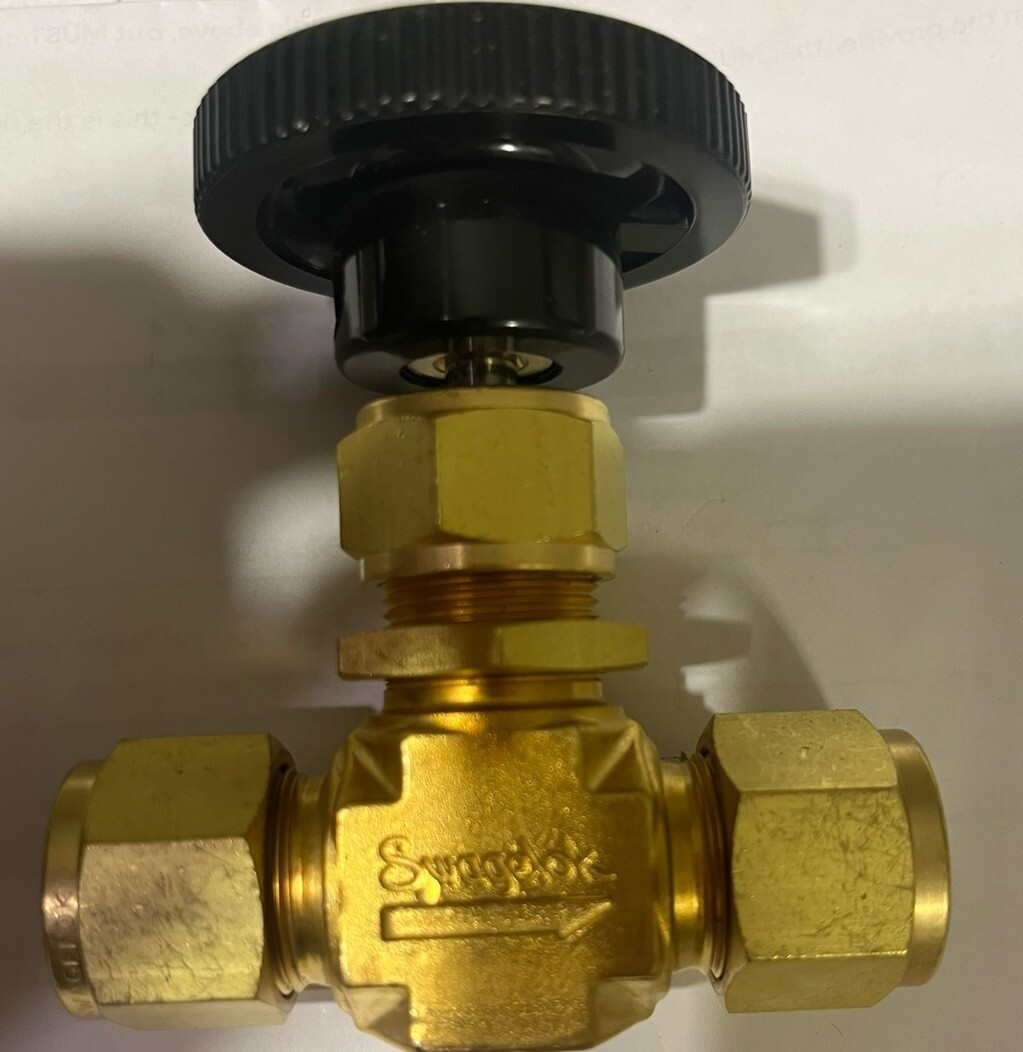 SWAGELOK B-1RS8 Brass Needle Valve Compression End, 2100 Psi