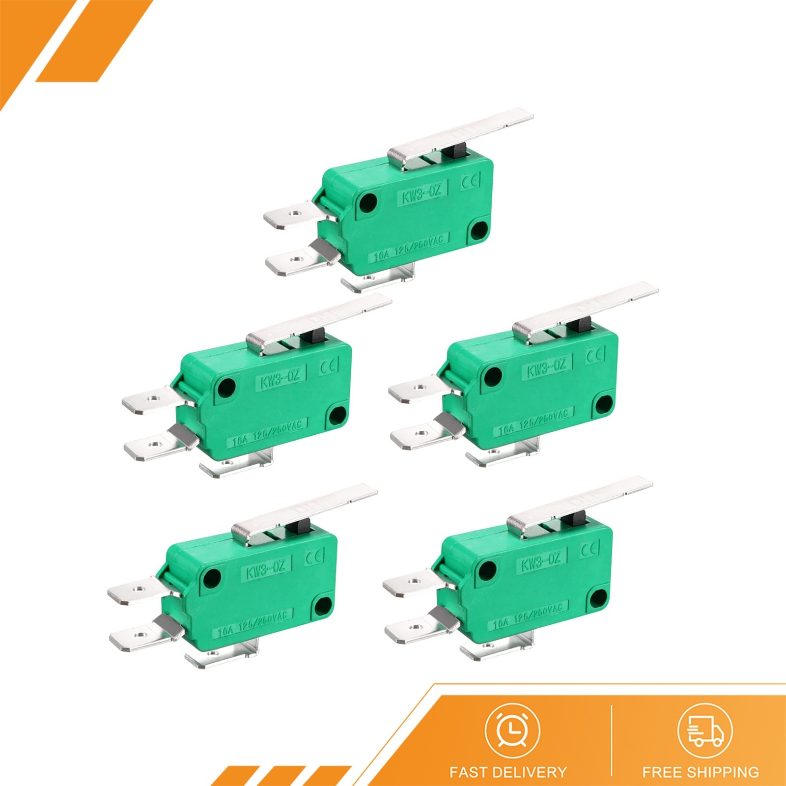 5 PCS KW3-OZ 16A 125/250VAC SPDT NO NC Hinge Lever Type Micro Limit Switch