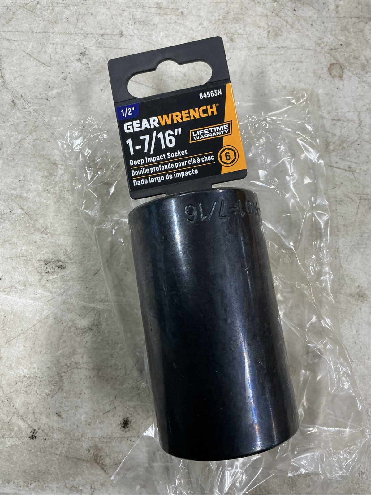 Gearwrench 84563N 1-7/16" - 1/2" Drive 6 Point Deep Impact Socket Standard SAE