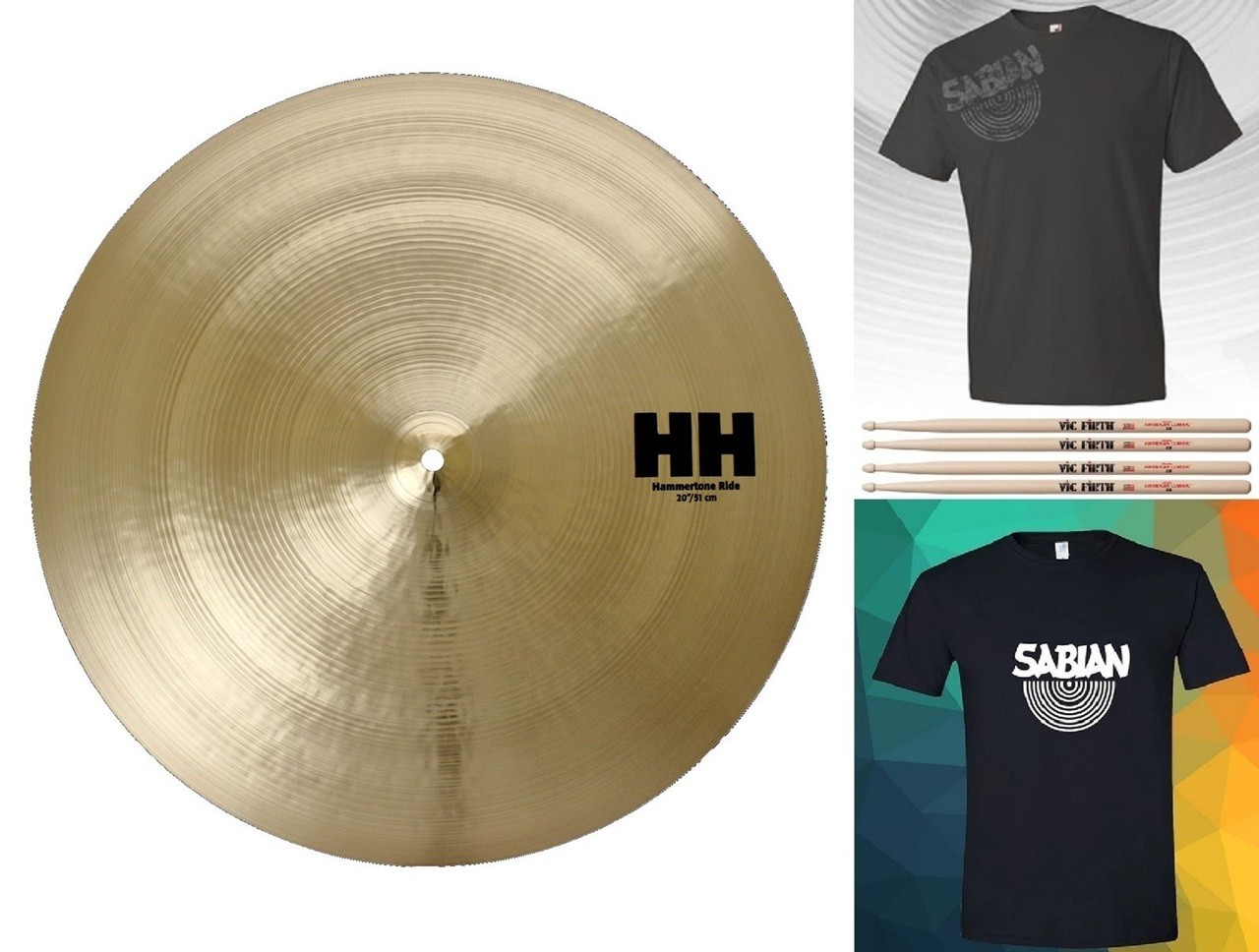 Sabian HH 20" Hammertone Ride Cymbal +Shirt/2x Sticks Made in Canada Auth Dealer