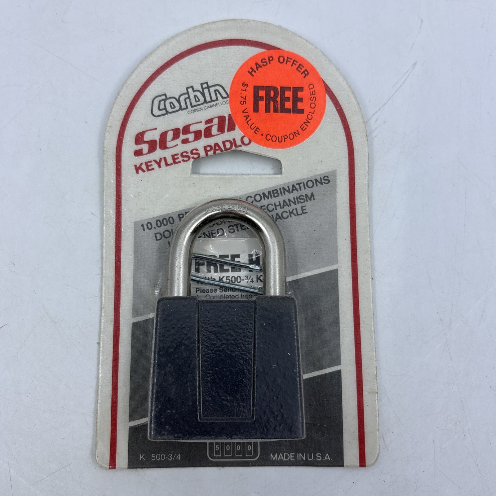 Vintage Corbin Sesamee K500-3/4 Keyless Padlock Lock Made in USA - NOS SEALED