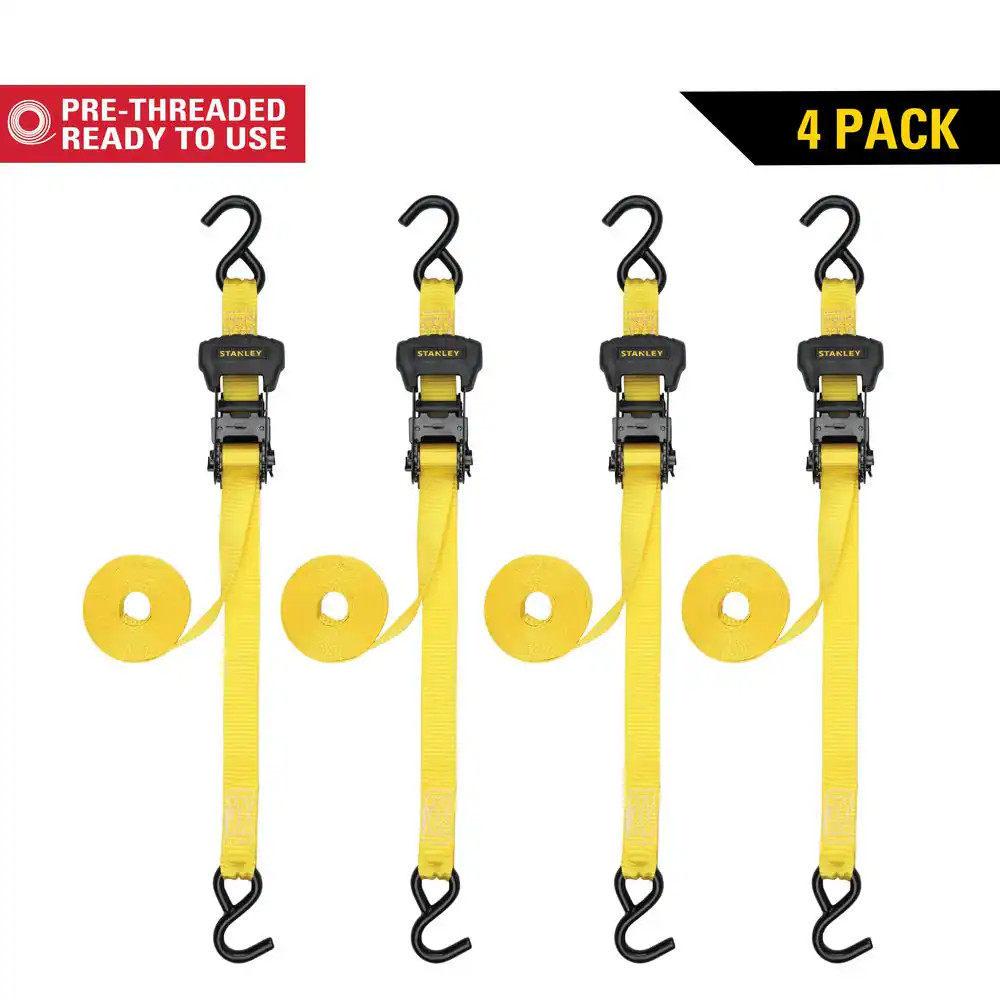 1.25 In. X 16 Ft. / 3000 Lbs. Break Strength Ratchet Straps (4-Pack)