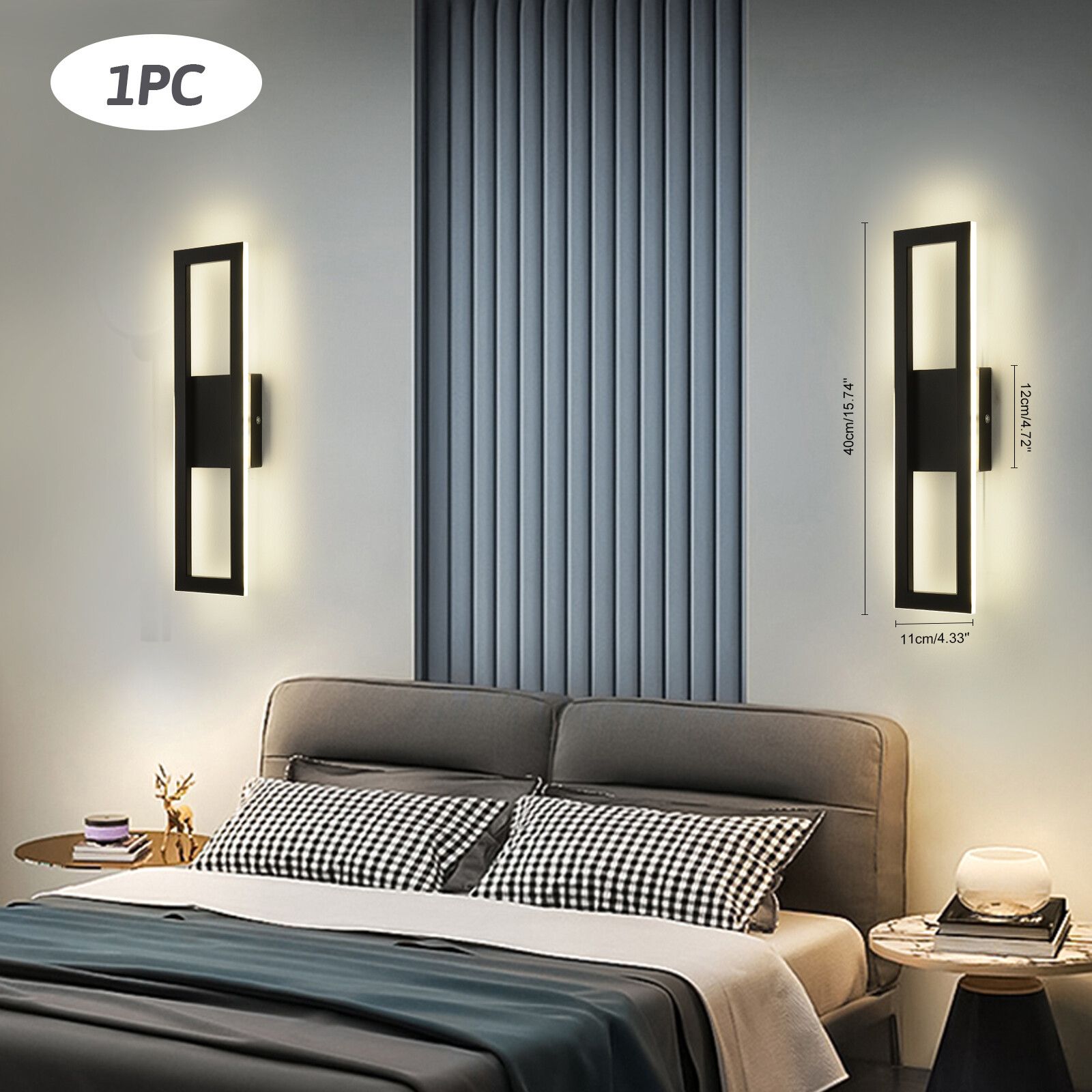 LED Wall Light Indoor Cube Modern Bedroom Living Room Wall Sconce Lamp Dimmable