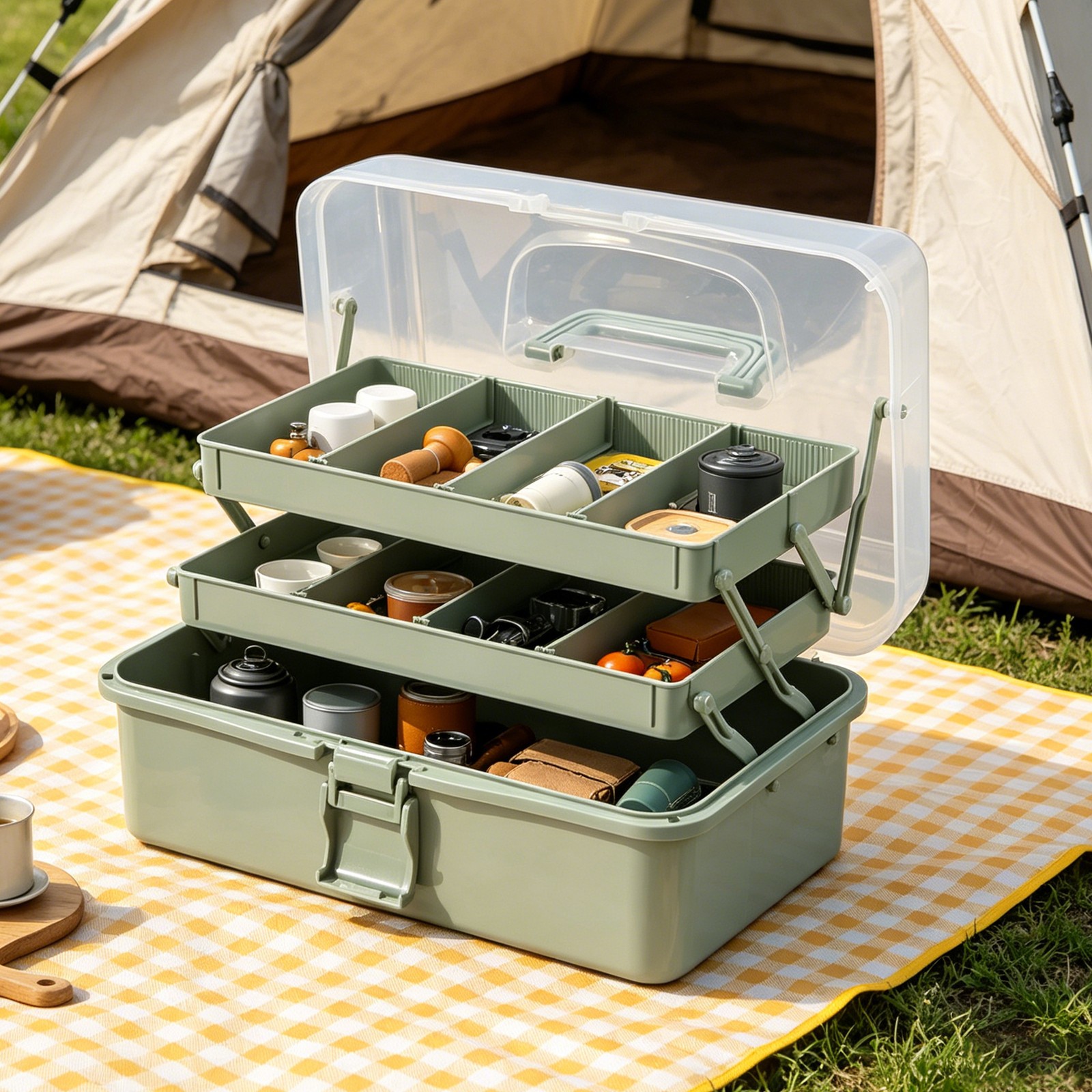 3-Layer Plastic Dividing Storage Box Craft Organizer and Storage with3970