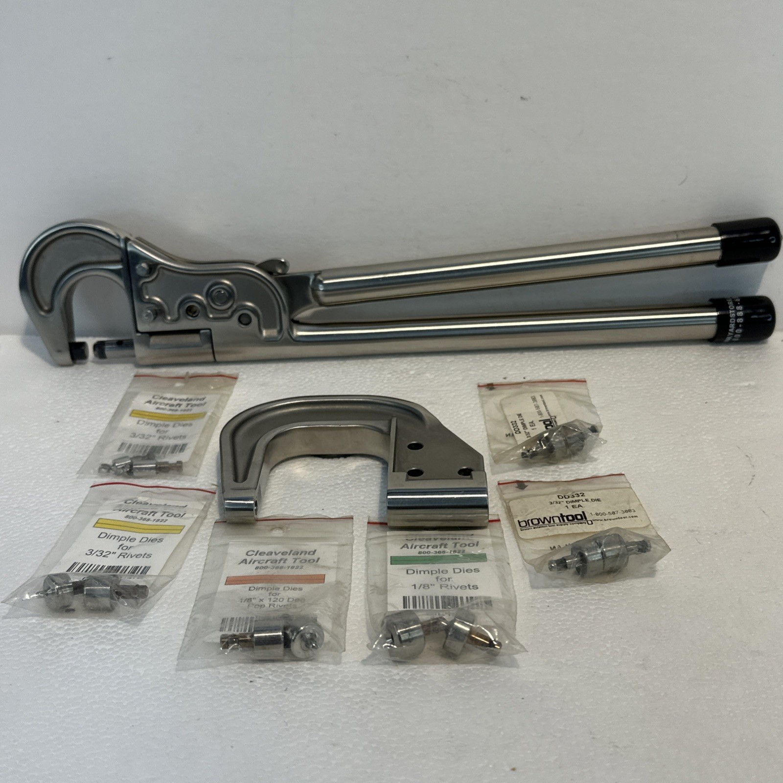 Texas Squeeze Aviation Tool 15” With Extra Head And 7 Dimple Dies Preowned