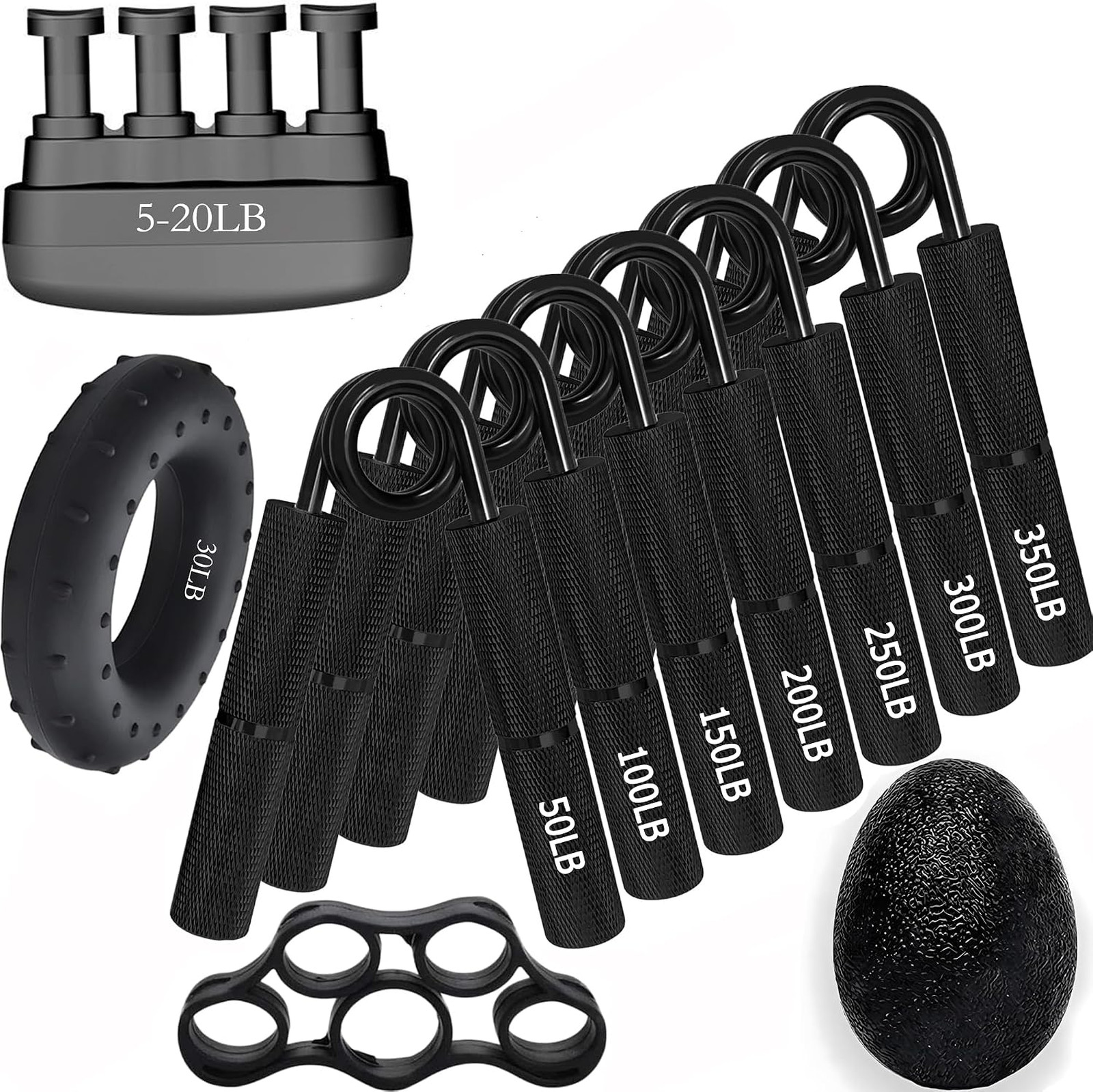 Silver Metal Hand Grip Set, 50LB-400LB No Slip Heavy-Duty Grip Strengthener