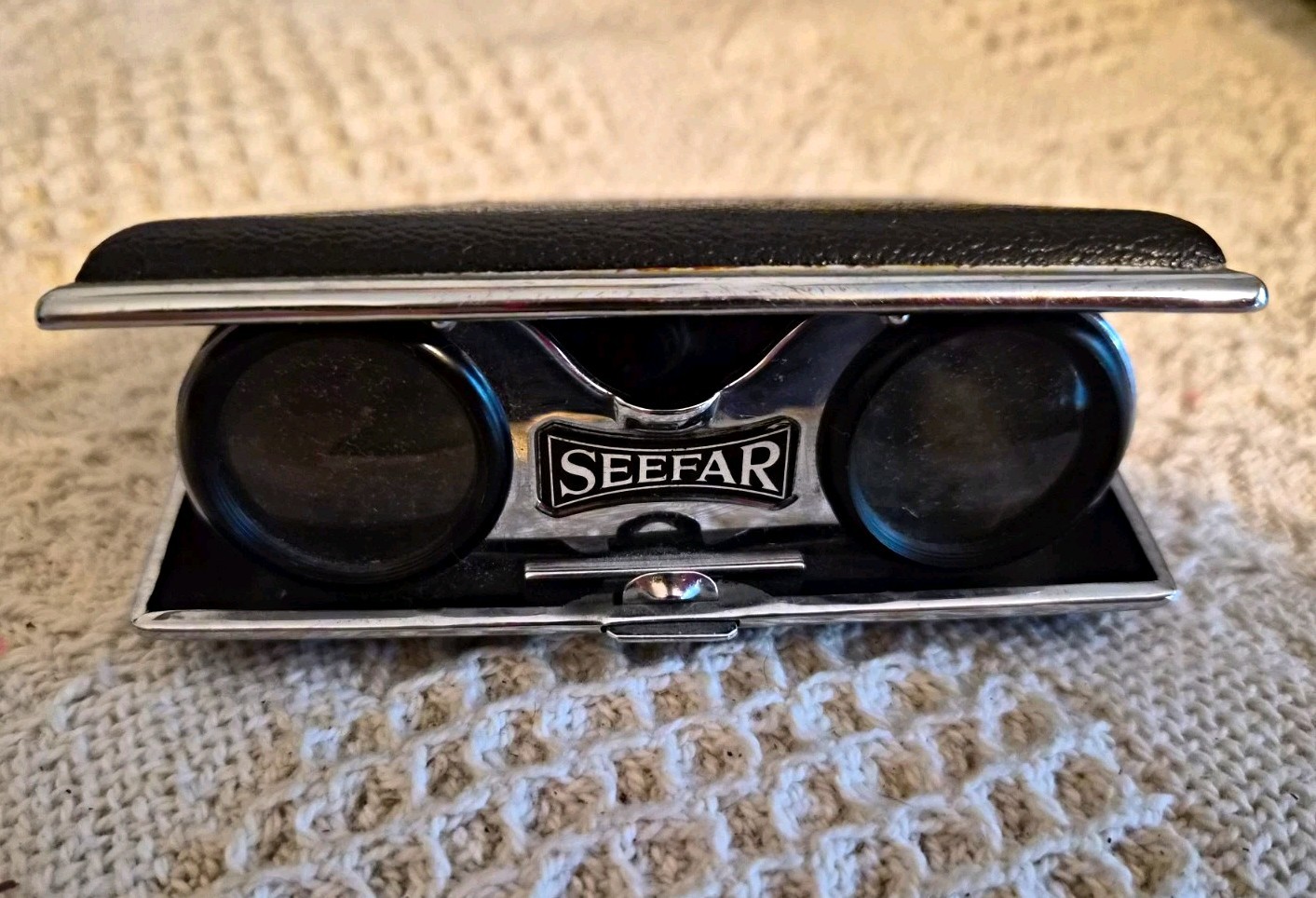 Seefar Compact Folding Opera Glasses Binoculars Black/Silver, Made In Japan