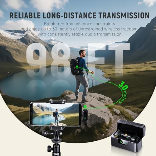 Wireless Lavalier Microphone T40 for iPhone/Android with Intelligent black