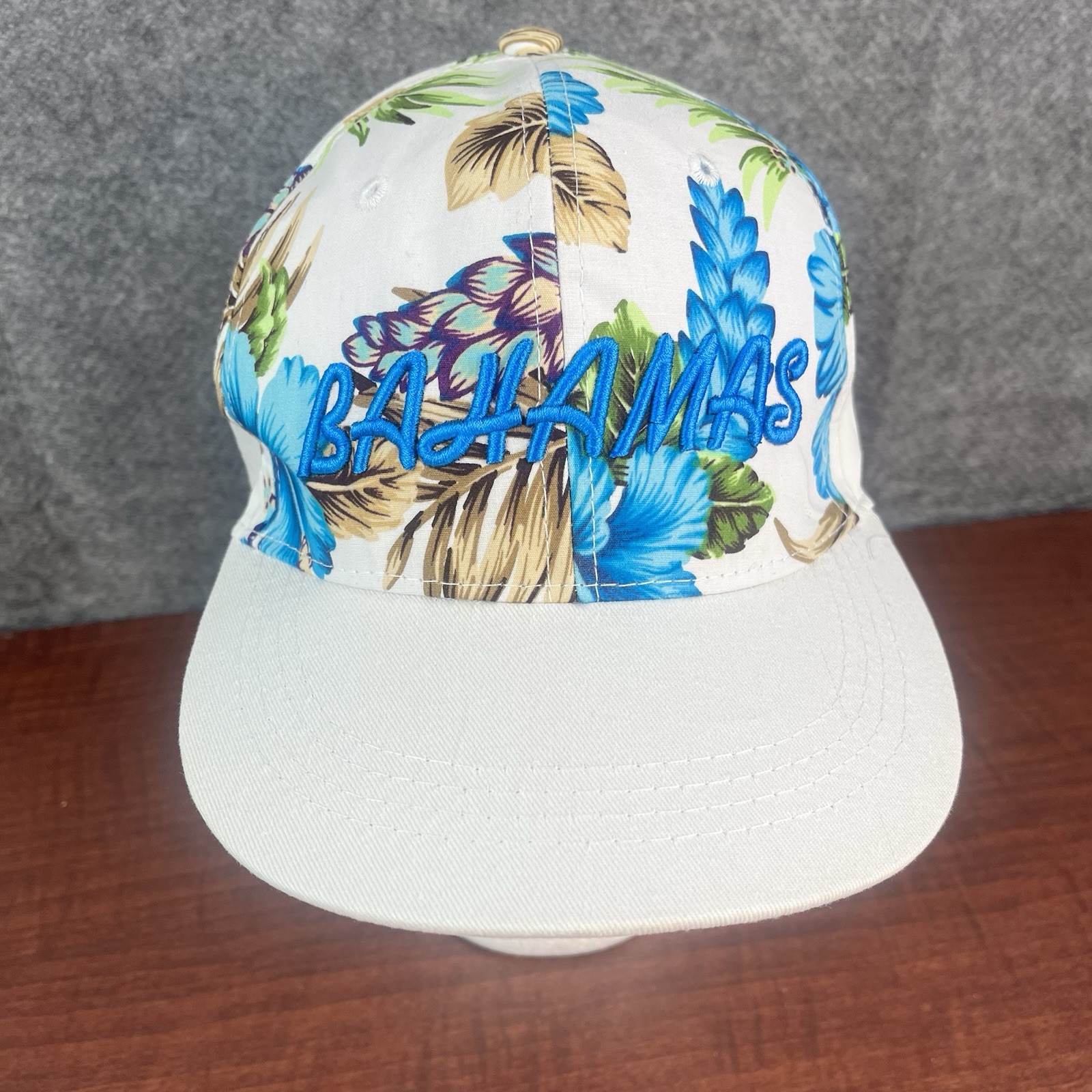 Bahamas Snap Back Trucker Golf Hat Cap Floral Blue Adjustable