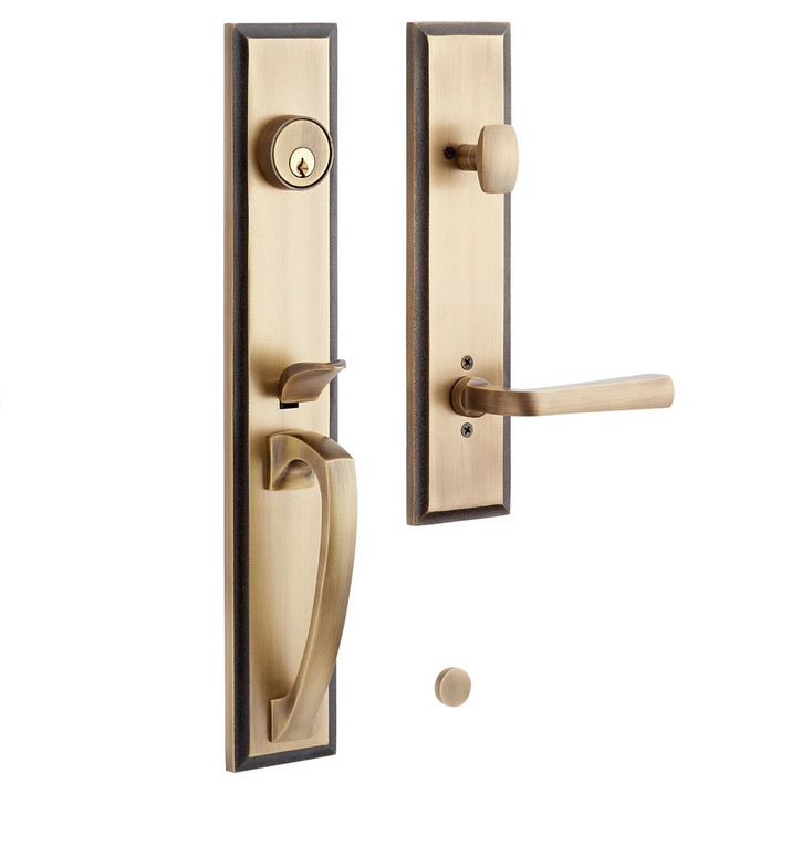 Signature Hardware - BRASS ENTRY DOOR SET -Left Hand - ANTIQUE BRASS