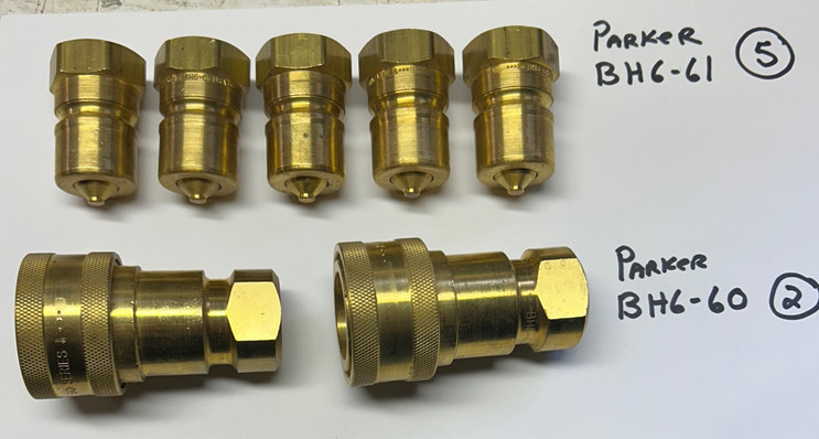 Parker BH6-61 + BH6-60 Hydraulic Quick Connect Hose Coupling, Brass Body