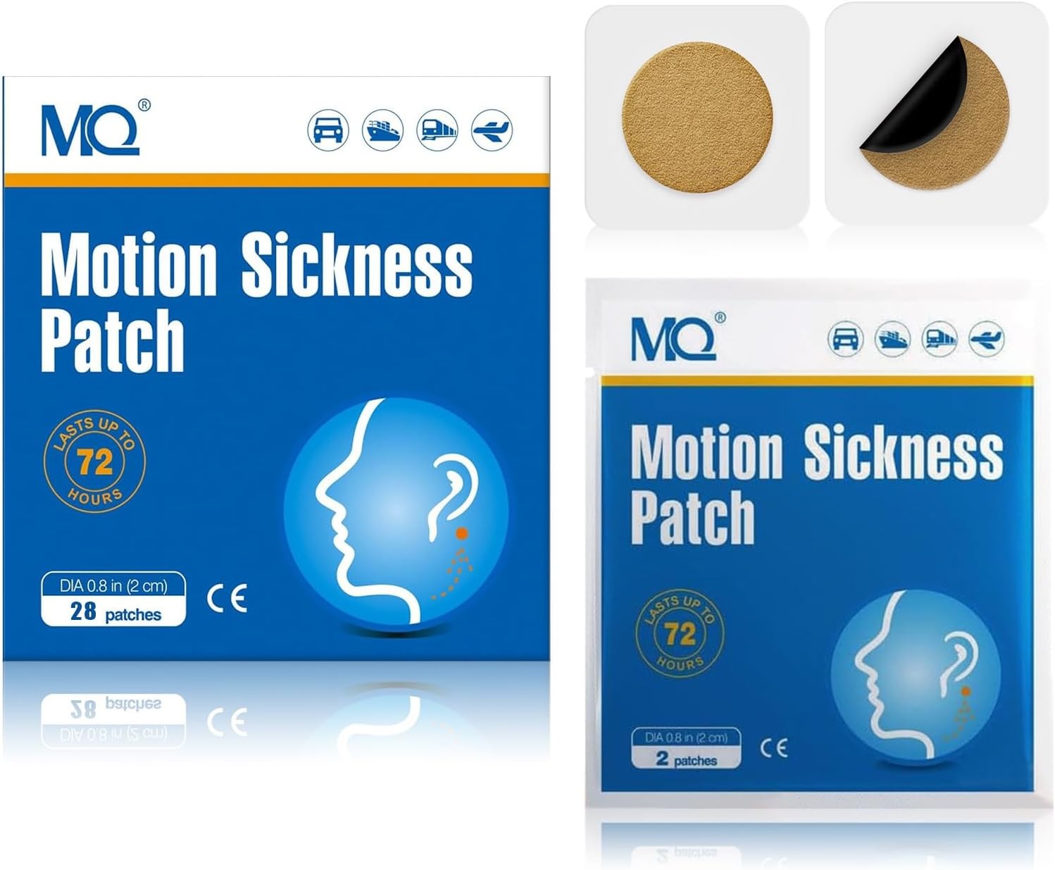 MQ 28ct Motion Sickness Patches Non Drowsy, Sea Sickness Patches for Cruise Trav