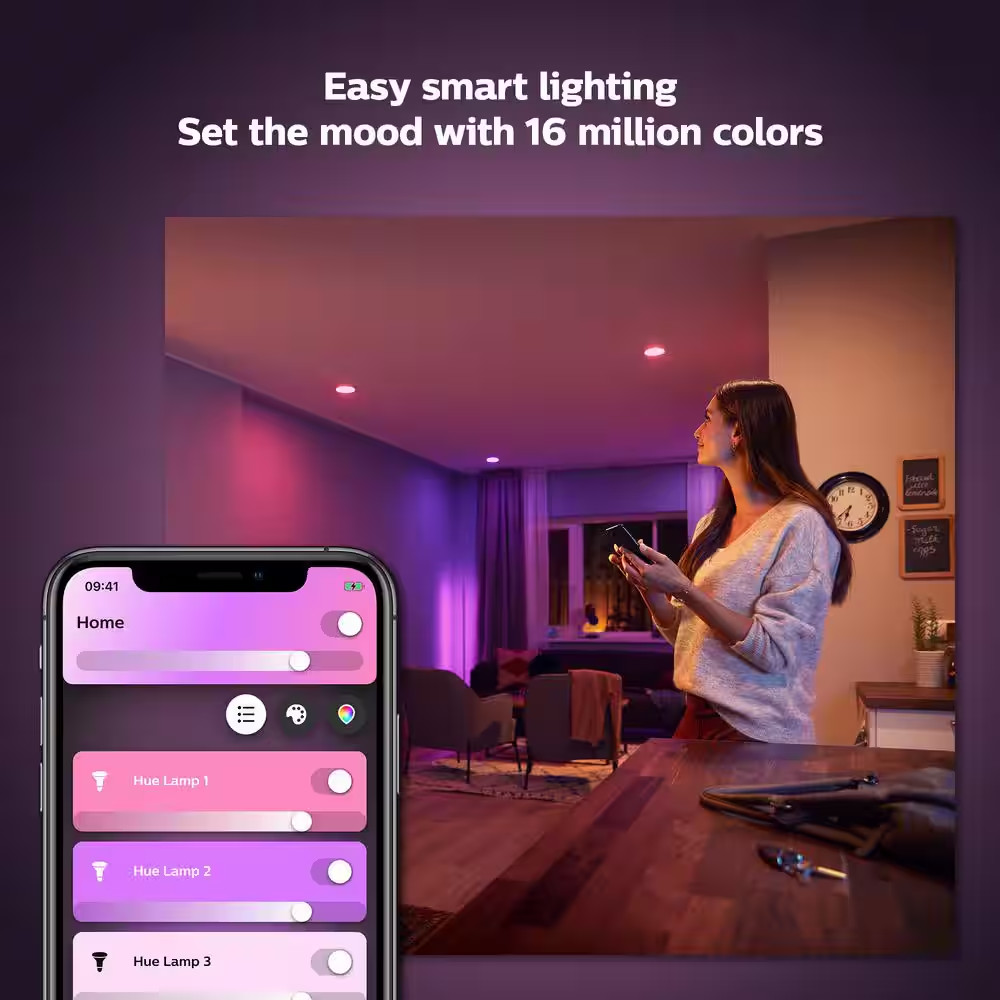 85-Watt Equivalent BR30 Smart LED Color Changing Light Bulb with Bluetooth (4-Pa