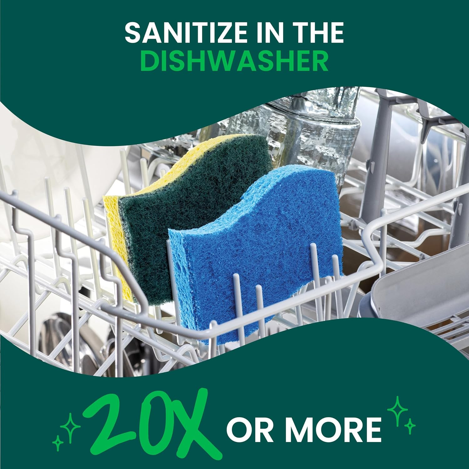 Scotch-Brite Zero Scratch Scrub Sponge, 6 Pack for Safe Multi-Surface Cleaning