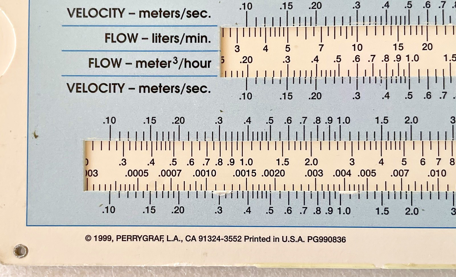 Liquid Flow Calculator + Resistivity / Conductivity units converter Slide Chart