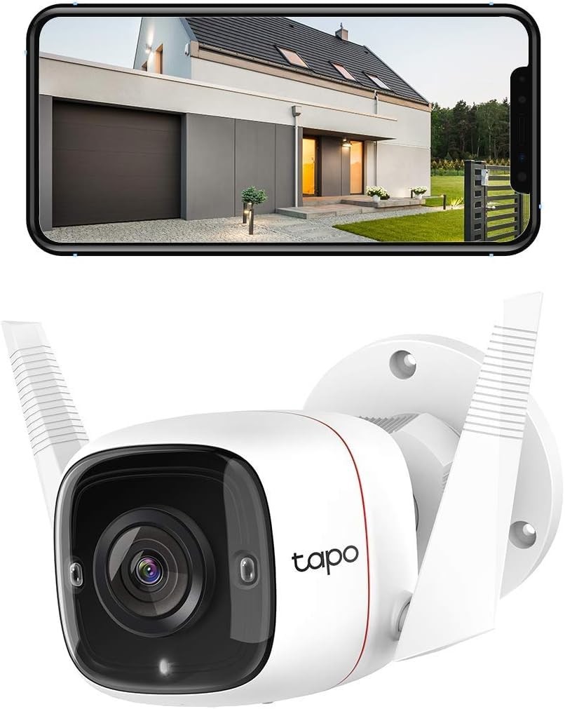 Tapo TP-Link 2K Security Camera Outdoor Wired, IP66 Weatherproof, 2K, White