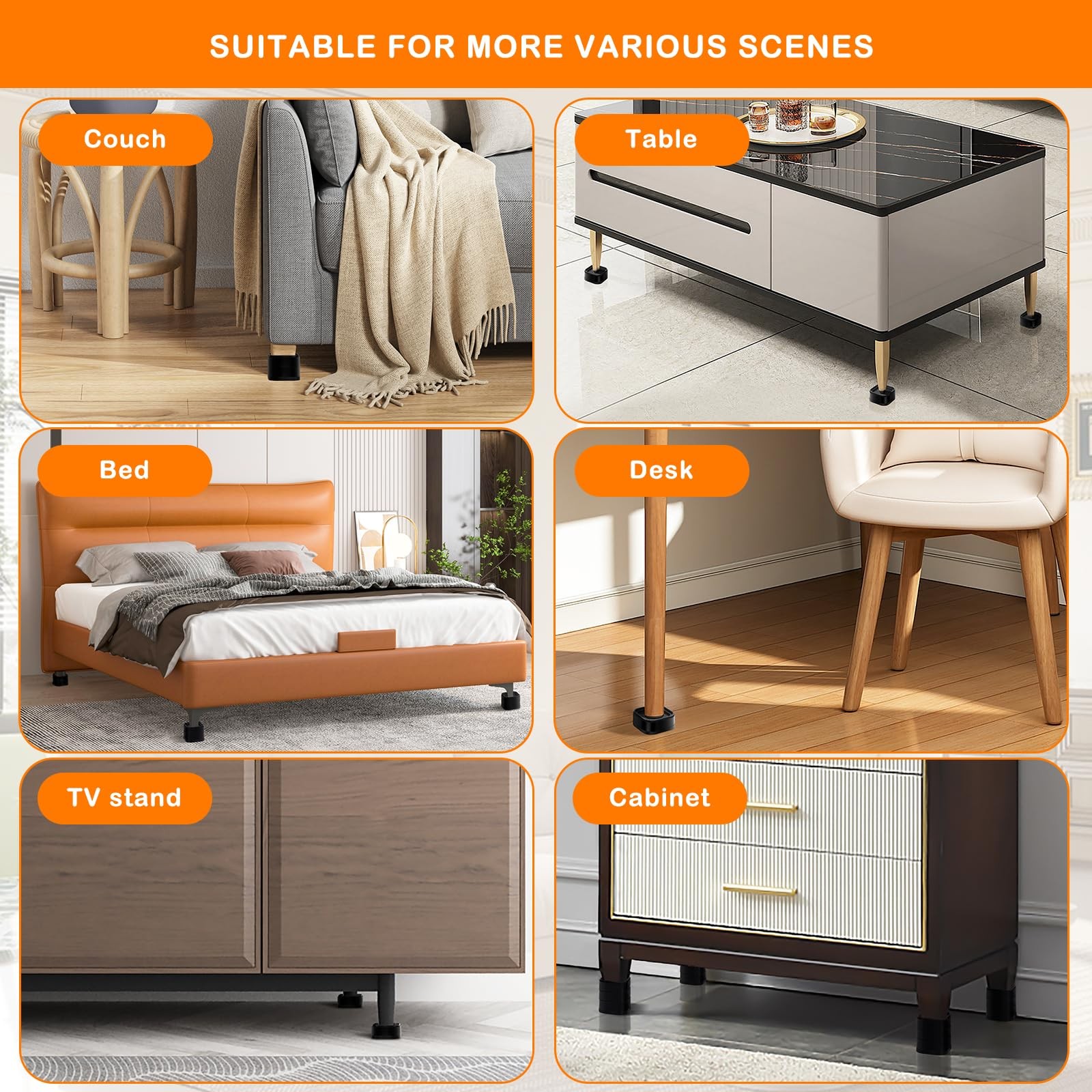 Furniture Risers Stackable 1-4 Inch Adjustable Bed Heavy Duty - Raise Couch