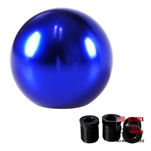 Universal Round Ball Gear Shift Knob,Chrome Finish Aluminum Shifter Knobs Blue