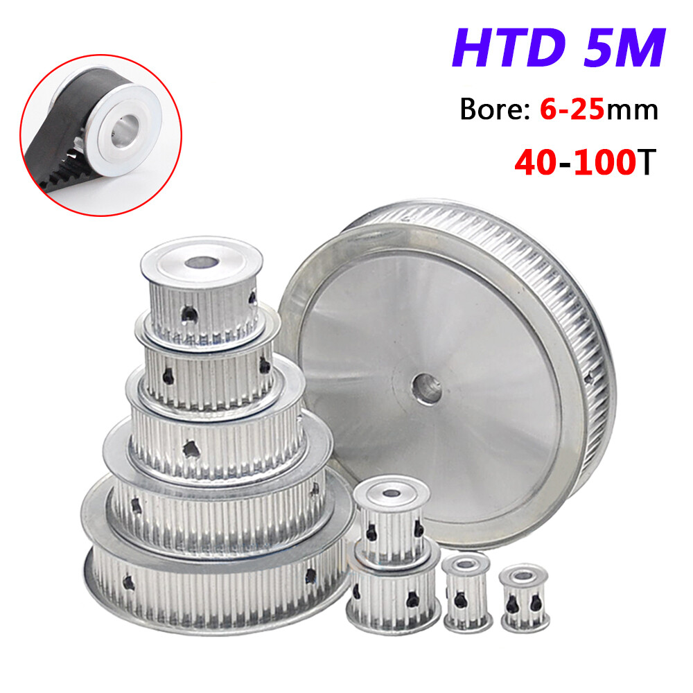 5M Timing Belt Pulleys 6mm to 25mm Bore 40T to 100T for 15mm 20mm wide Belts CNC