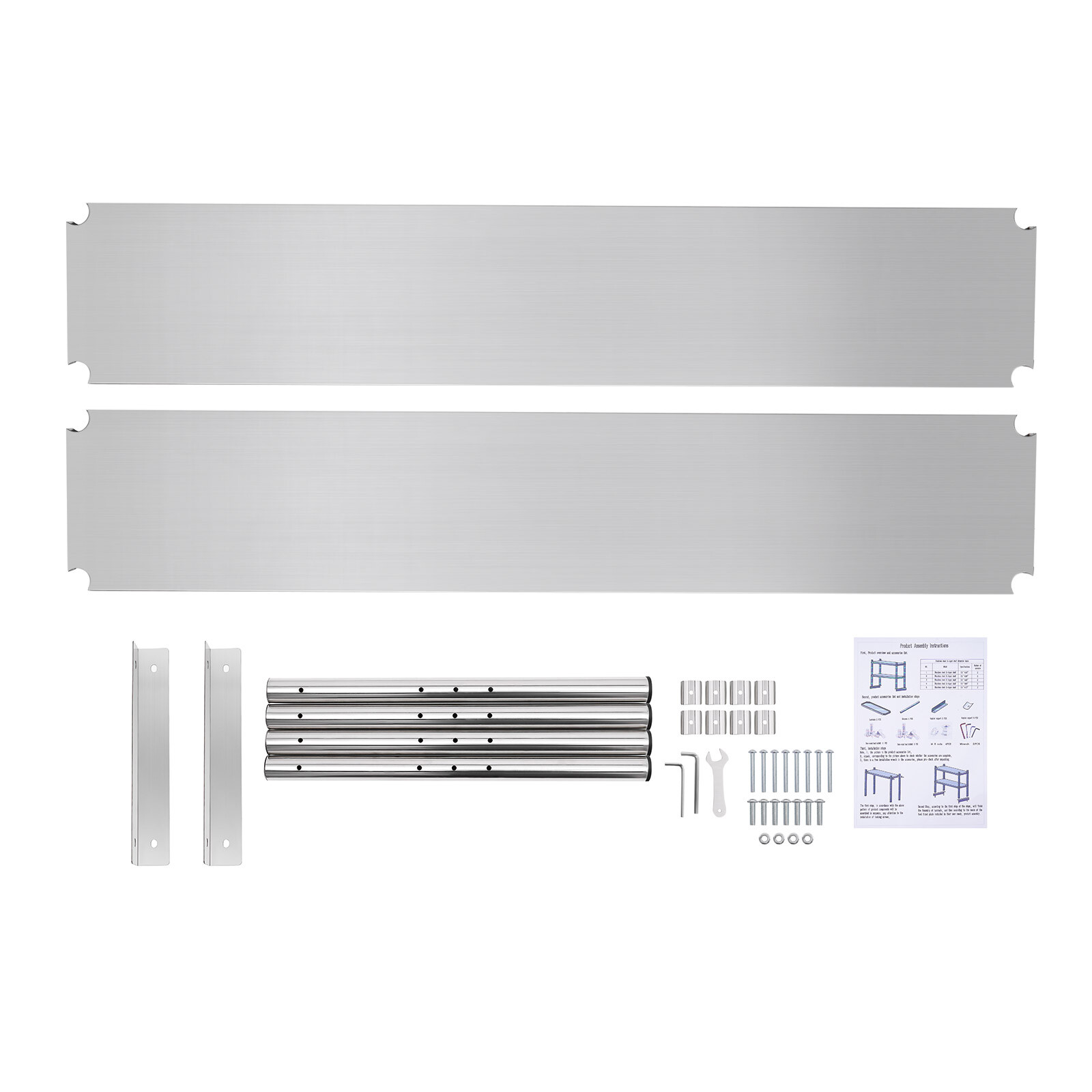 12* 60 in 2 Tier Stainless Steel Silver Adjustable Rectangular Storage Shelf
