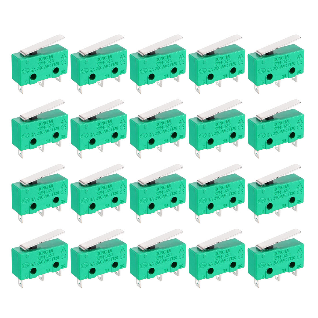 20PCS Micro Limit Switch 3 Terminals Momentary Short Straight Lever KW4-3Z-3