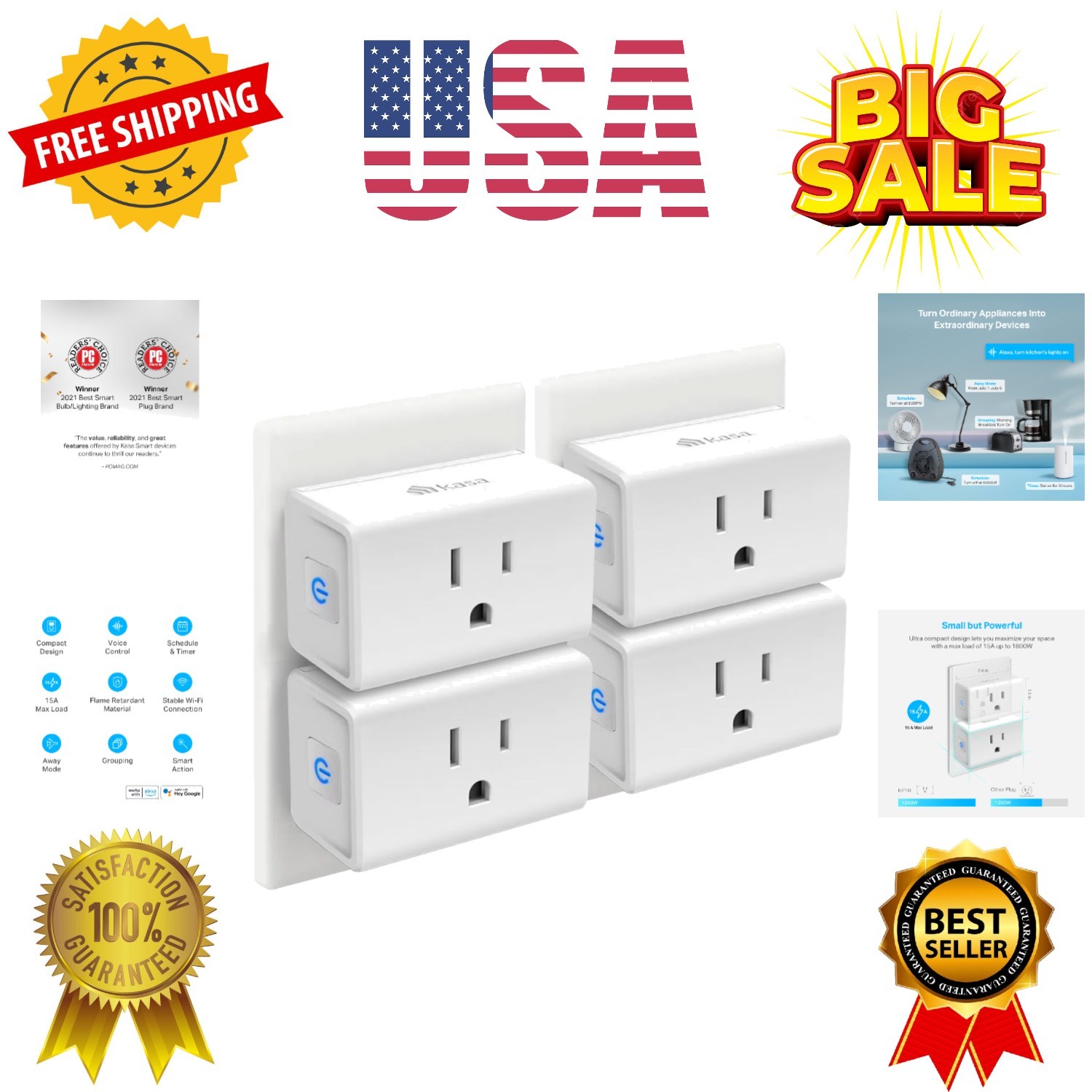 Plug Mini 15A, Smart Home Wi-Fi Outlet Works with Alexa, Google Home & IFTTT,...