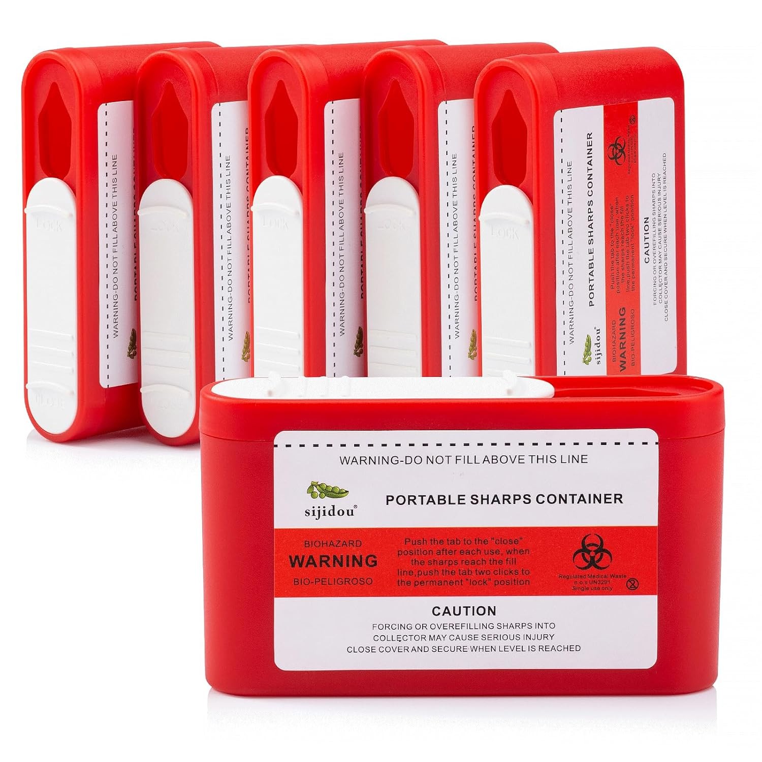 6 Pack Portable Sharps Container for Travel and Home Use,Pocket Red