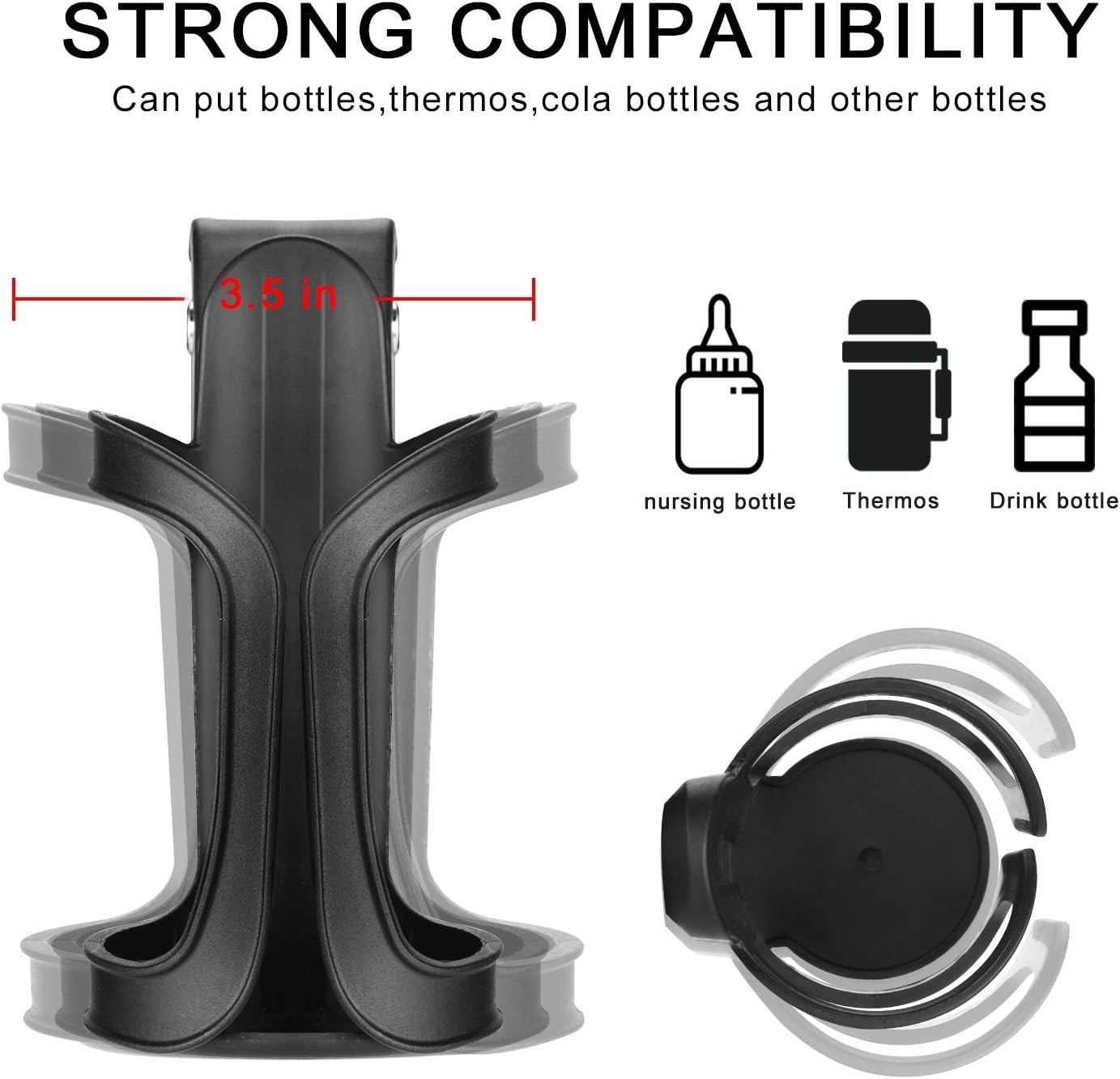 Versatile Universal Cup Holder for Stroller, Walker & Bike - Spill-Proof Design