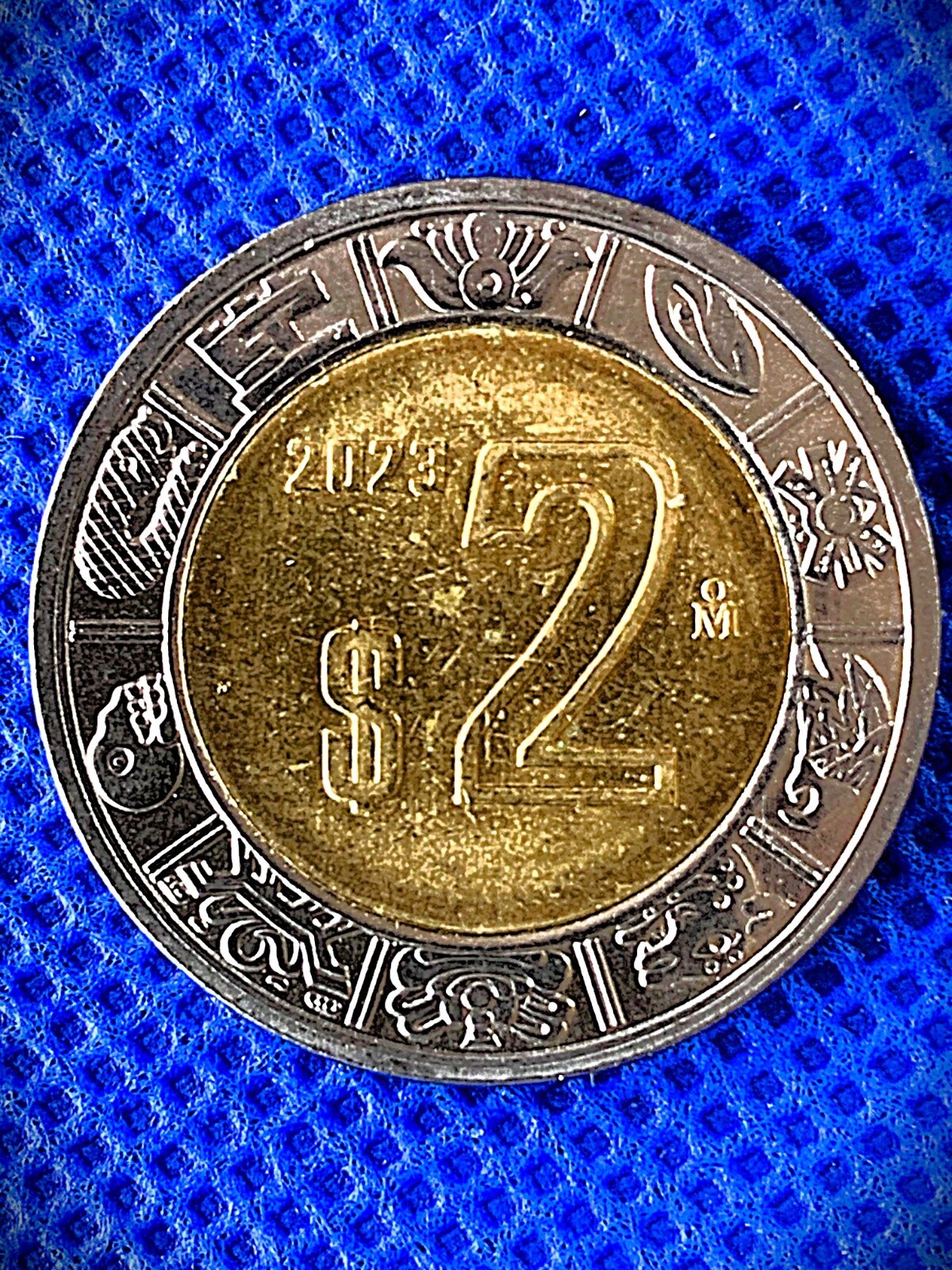 BIMETALIC MEXICAN COIN $2 PESOS 2023 UNCIRCULATED EXCELLENT COIN