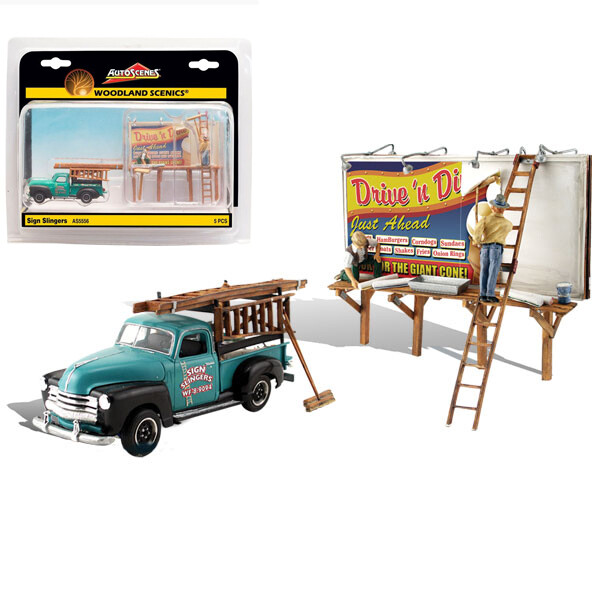 Woodland Scenics Sign Slingers HO Railroad Train Figure / Vehicle AS5556