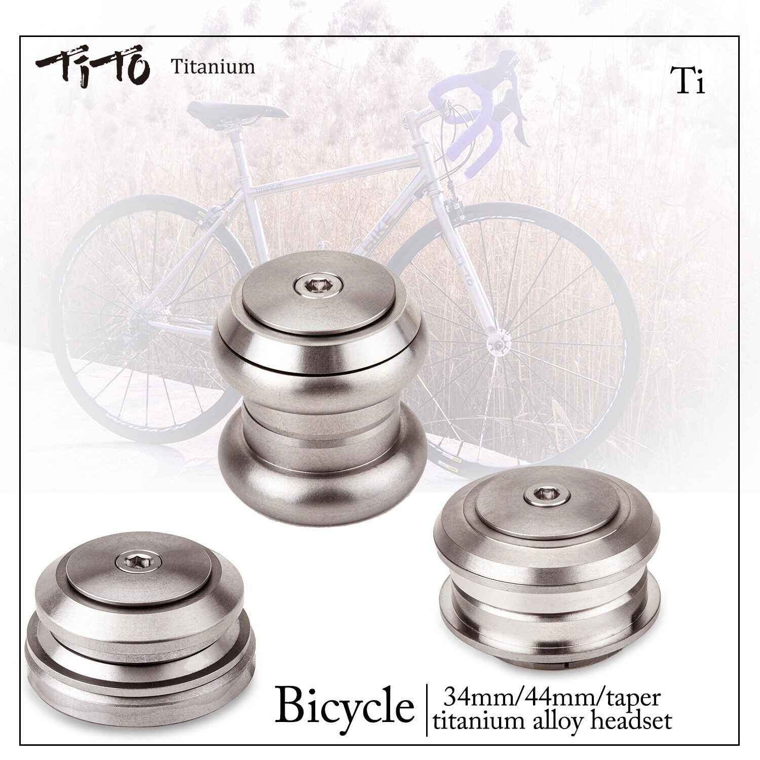 For 34/44/41.8Mm-52Mm Taper Titanium Alloy Headset Bike Titanium Bicycle Parts